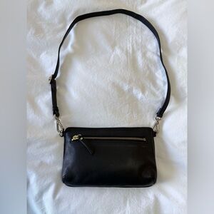 Mark & Graham | Black Leather Waist Bag | Adjustable Minimalist